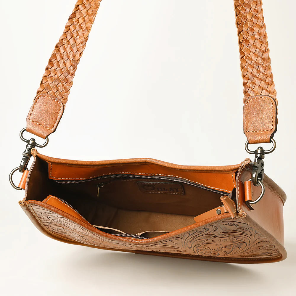 Ohlay- Tooled Leather Concealed Carry Hobo Bag
