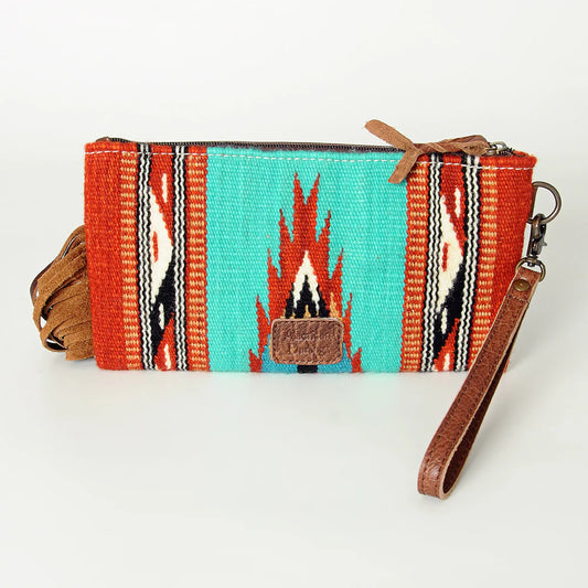 Turquoise + Rust Saddle Blanket Wristlet