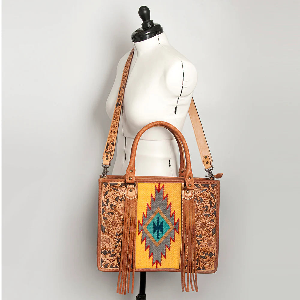 Tooled Leather & Saddle Blanket Concealed Carry Purse