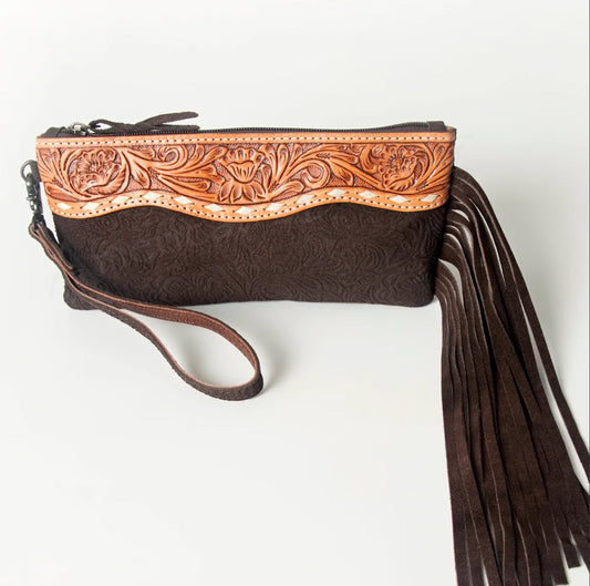 Chocolate Brown Sally Wristlet
