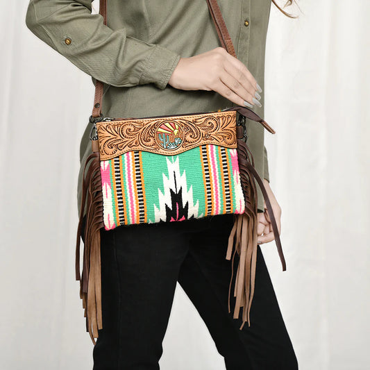 Saddle Blanket & Fringe Crossbody Purse