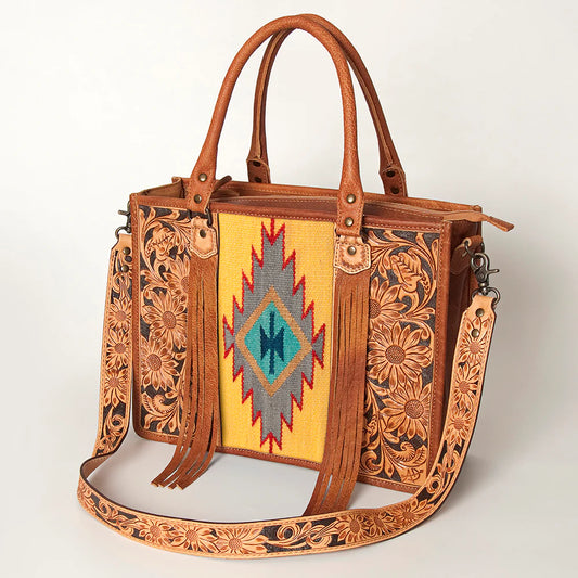 Tooled Leather & Saddle Blanket Concealed Carry Purse