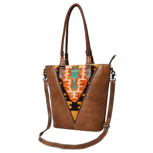 Southwestern Wool Saddle Blanket & Leather Tote