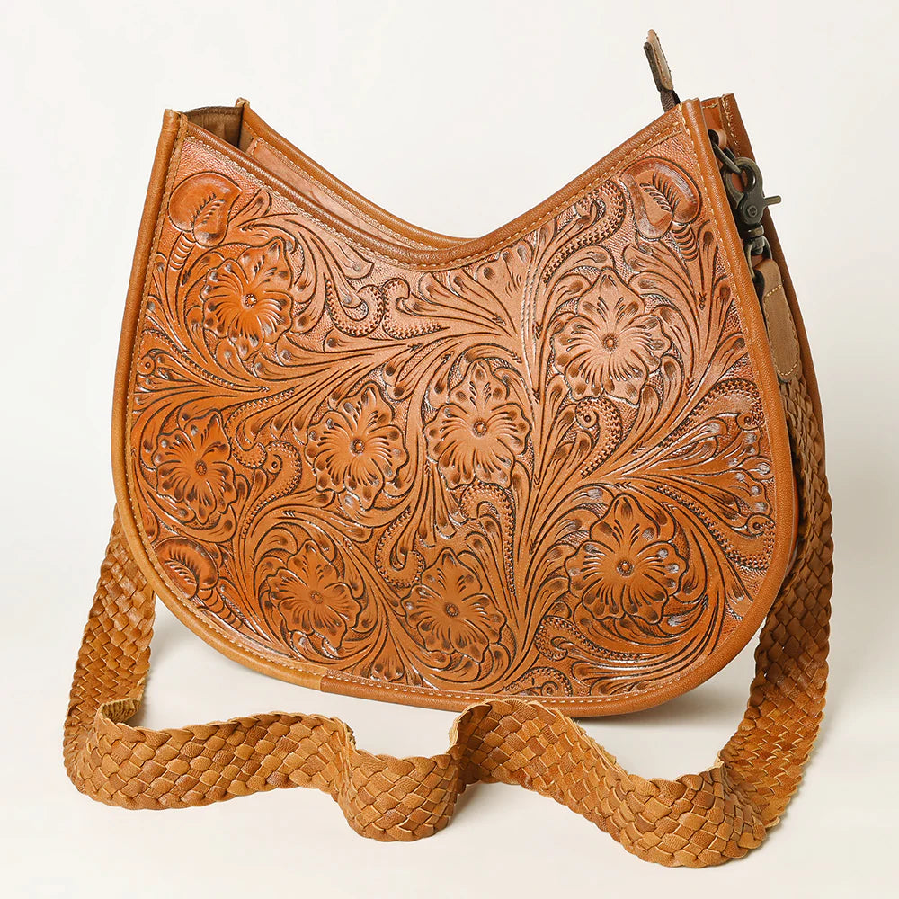 Ohlay- Tooled Leather Concealed Carry Hobo Bag