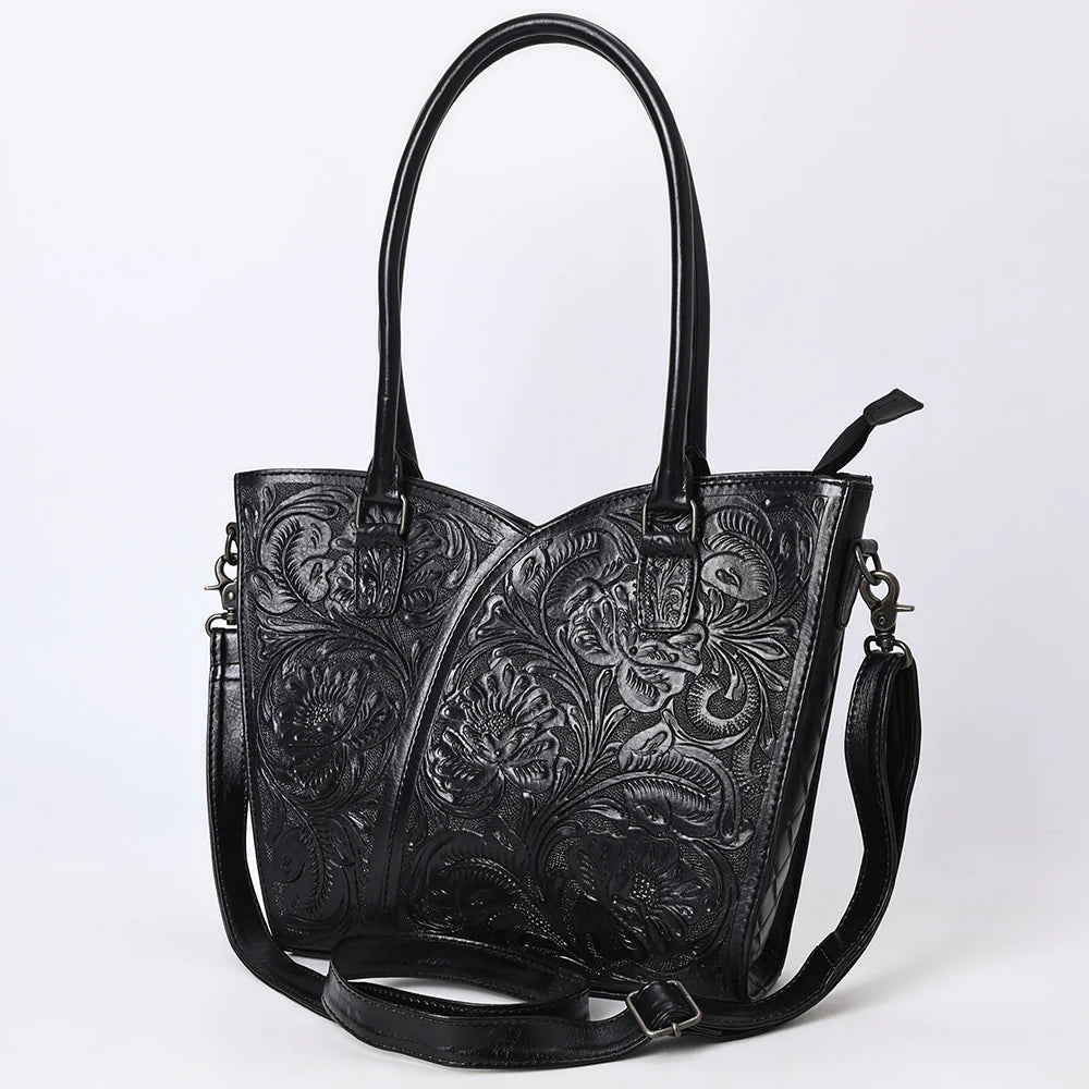 Black Western Hand Tooled Concealed Carry Tote