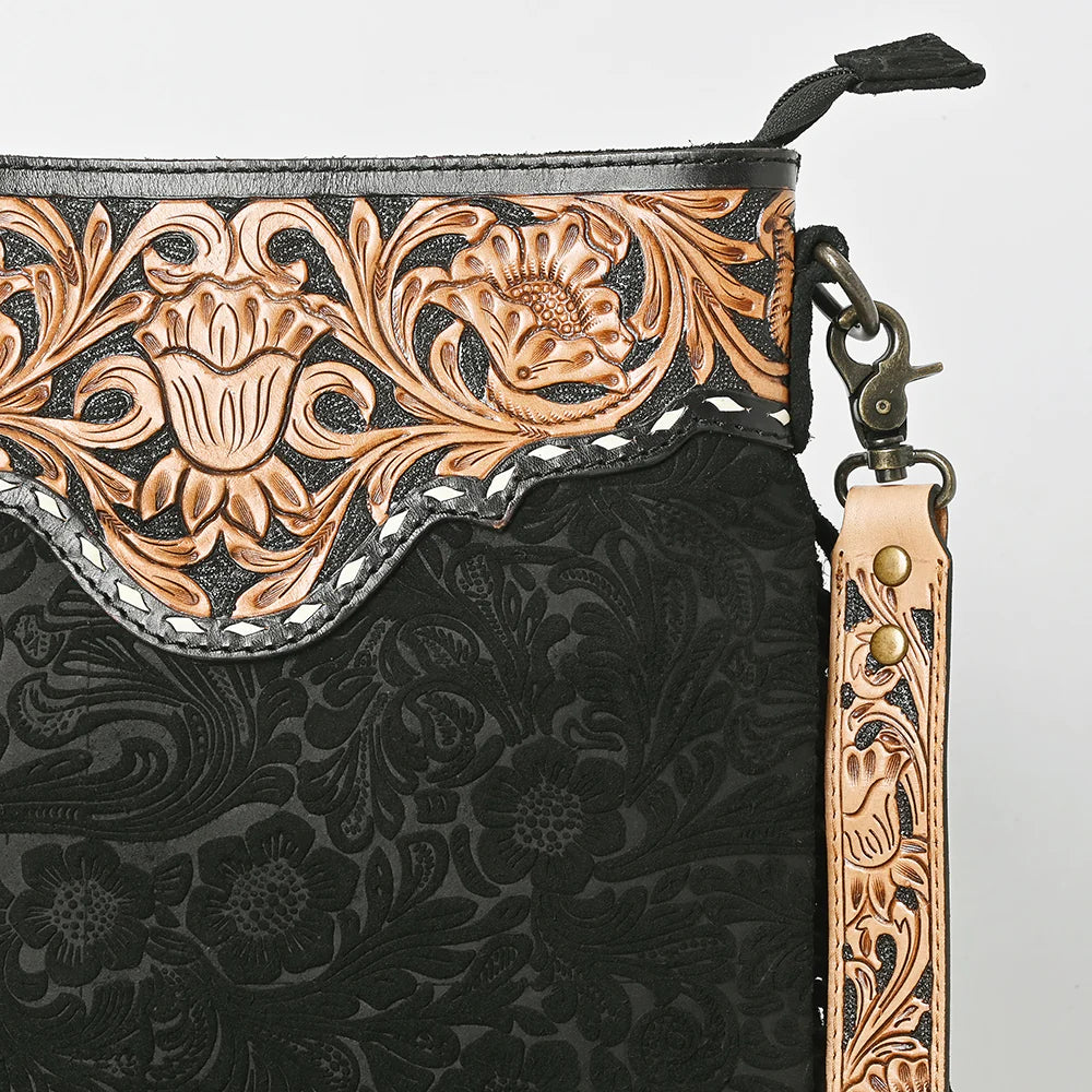 Tooled Leather & Fringe Concealed Carry Messenger Bag