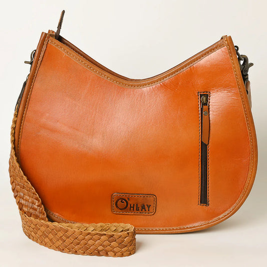 Ohlay- Tooled Leather Concealed Carry Hobo Bag