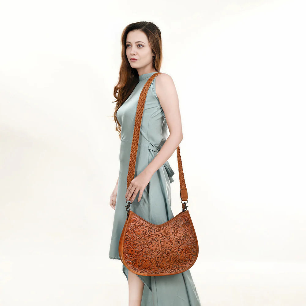 Ohlay- Tooled Leather Concealed Carry Hobo Bag