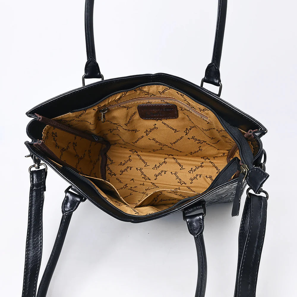 Black Western Hand Tooled Concealed Carry Tote