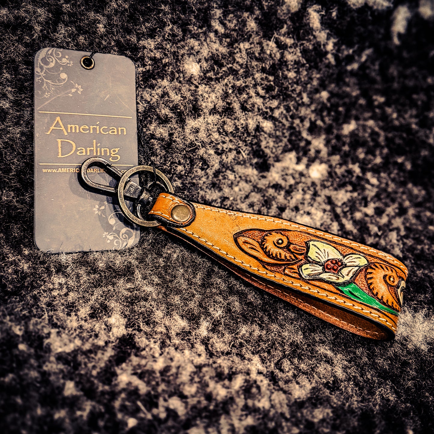 Hand Tooled Handle Strap & Keychain