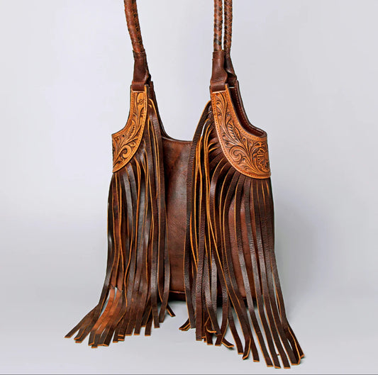 Tooled & Fringed Tote